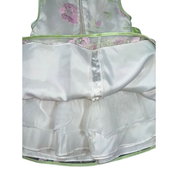 Bonnie Baby 12M Floral Tulle Dress Mint Green Pink Satin Party Princess Floral - Picture 4 of 11